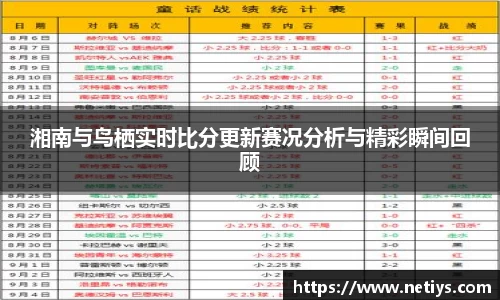湘南与鸟栖实时比分更新赛况分析与精彩瞬间回顾